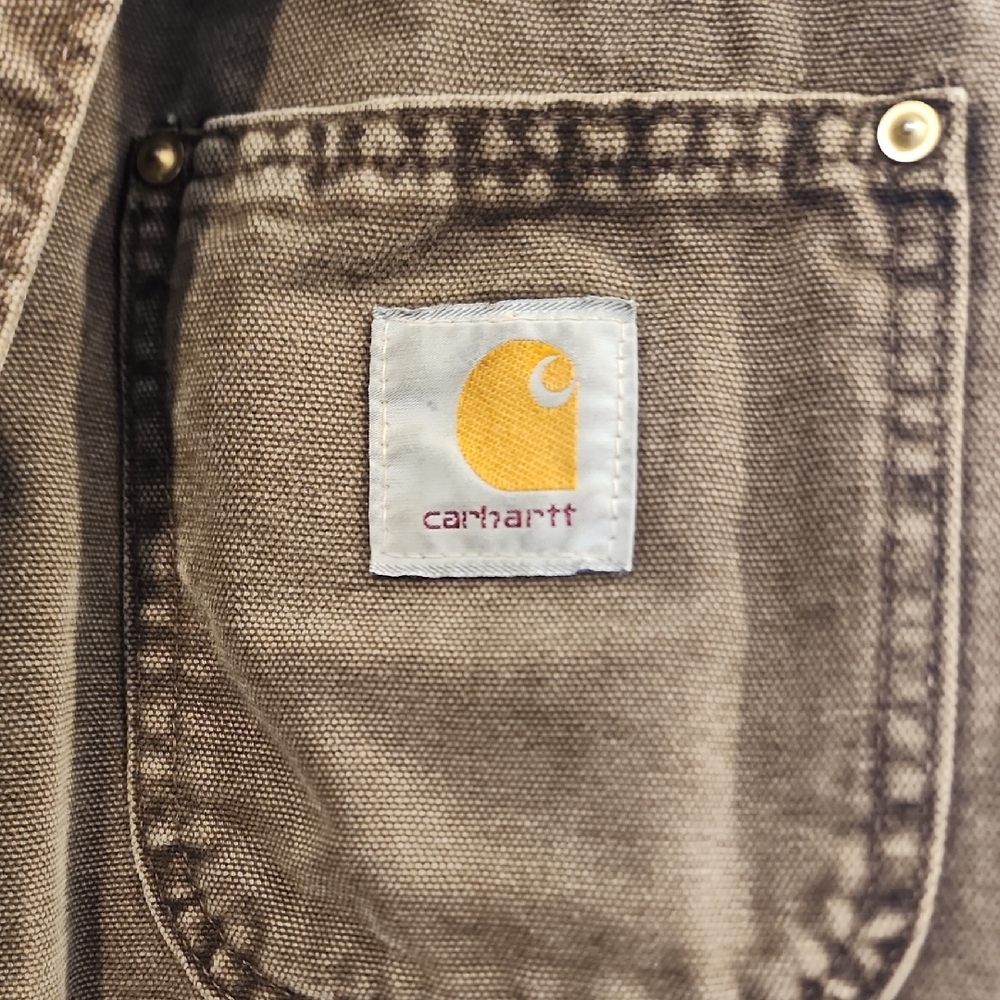 Vintage Carhartt Brown Military Field Jacket Rugged Canvas Blanket Lined - Picture 3 of 12